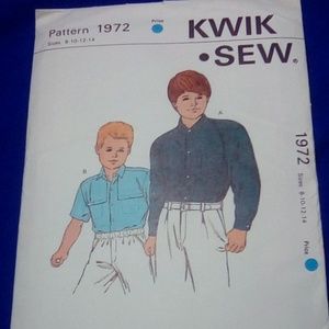 Kwik Sew Boy's Button Down Shirt Sz 8-14